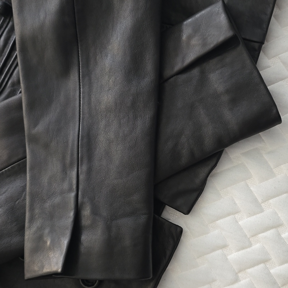 All Saints Black Rummy Leather Military Jacket - Picture 3 of 5